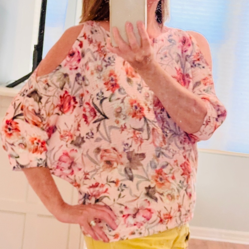 Italian Botanical Cold Shoulder Dolman Sweater NEW without Tag